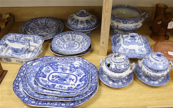 Twenty five pieces of mid 19th century Copeland and Garrett, and Copeland pattern dinnerware tallest 42cm